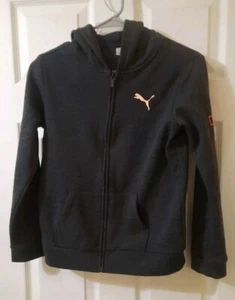 Puma Youth Boys M (10-12) Dark Gray Zippered Hoodie Jacket Lightweight - Picture 1 of 7