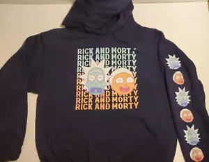 New Rick And Morty Adult Swim Black Hoodie Pullover Rick and Morty Graphic Sz M - Picture 1 of 4