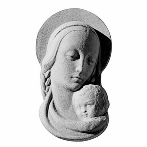 Madonna con Bambino Decorazione da Parete in Terracotta Grigio Lava 14x24cm - Picture 1 of 2