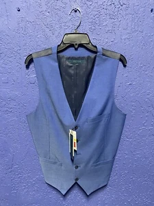 Size Medium Perry Ellis Mens Suit Vest Slim Stretch Fit Solid EV191SP0 430 Blue - Picture 1 of 6