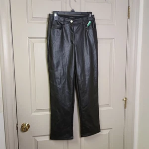 Pantalones halógenos de imitación de cuero para mujer talla 0 negros pierna recta nuevos con etiquetas - Imagen 1 de 4