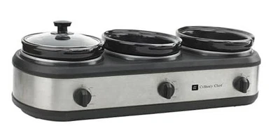 , Triple Slow Cooker, Buffet Server 3 Pot, Food Warmer - Stainless  - Image 1 of 4