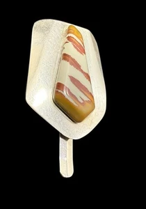 Southwestern Sterling Silver Striped Agate Money Clip Wallet - Picture 1 of 6