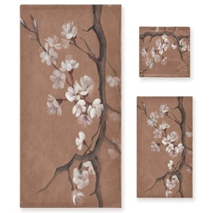 Watercolor Painting of Tree Blossom Asian Style Towel Bathroom Set, 3-Piece T... - Picture 1 of 7
