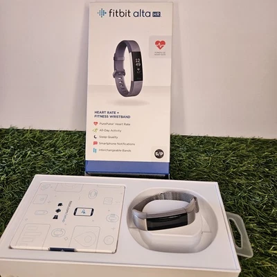 Fitbit Alta HR Activity rastreador de pulso grande FB408 prata sem carregador testado funciona - Imagem 1 de 4