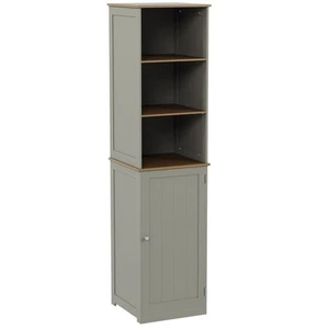Priano Bathroom 1 Door 2 Shelf Tall Cabinet Cupboard Storage Freestanding Grey - Picture 1 of 9