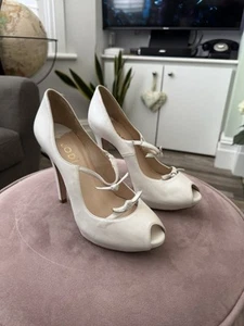 Lodi Ivory White Leather Peep Toe Heels Worn Once Uk 4 Eu 37 - Picture 1 of 7