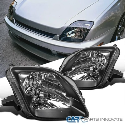 Fits 1997-2001 Honda Prelude Black Headlights Head Lamps Left+Right Assembly Foto 1 de 4