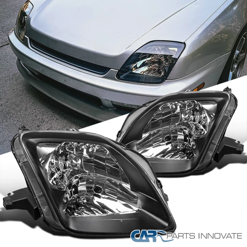 Fits 1997-2001 Honda Prelude Black Headlights Head Lamps Left+Right Assembly Foto 1 de 4