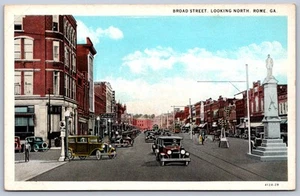K24/ Rome Georgia Postcard c1930s Broad Street Monument Stores 351 - Picture 1 of 4