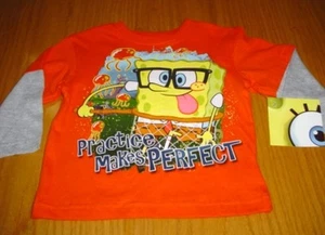 New Spongebob Squarepants Orange T-Shirt Boys size 3T Practice makes Perfect - Picture 1 of 5