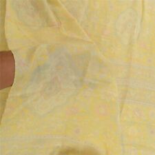 Sanskriti Vintage Sarees Lemon Indian Pure Silk Printed Sari Soft Craft Fabric
