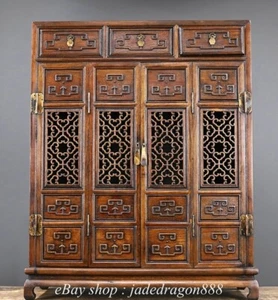 27.2" Old China Marked Huang Huali Wood Carving Figure Pattern Cabinet Furniture - Picture 1 of 9