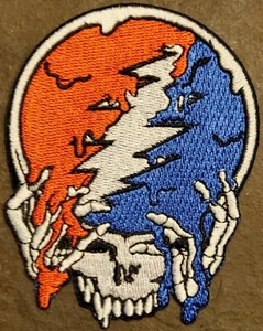 GRATEFUL DEAD iron-on Patch ORG CHD 'MELT YOUR FACE' red white blue Stealie 3.5" - Picture 1 of 2