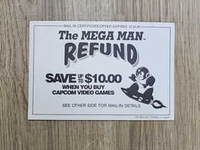 VINTAGE CAPCOM THE MEGA MAN REFUND INSERT - NINTENDO NES (CAP-NES-US-3)