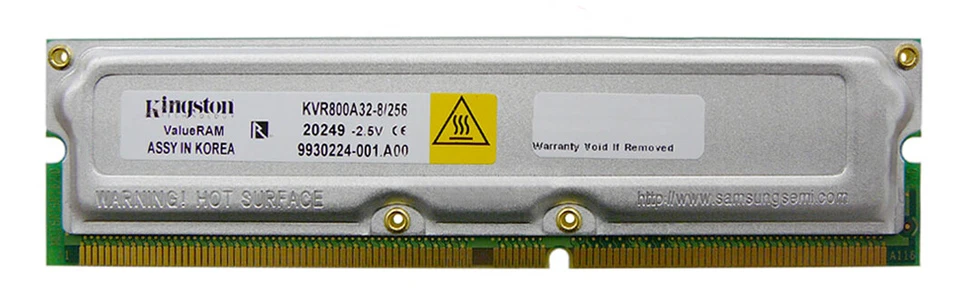 KVR800A32-8/256 Kingston 256MB RDRAM PC800-40ns Non ECC 232pin for Asus Epox MSI - Image 1 of 1