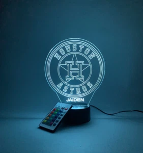 Houston Astros Light Up, MLB Baseball LED Sports Fan Lamp, Personalized FREE - Picture 1 of 10