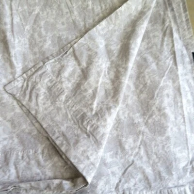 Lauren Ralph Full Flat Sheet Jacobean Floral White Gray Jacobean Sateen Cotton - Image 1 of 4