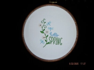 EMBROIDERY SPRING SEASON, HAND/MACHINE MADE IN USA. IN 6" ROUND FRAME - Image 1 of 2