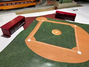 Juego de dugouts y bancos de béisbol a escala 2 O para diseños de trenes modelo y diorama - Imagen 1 de 6