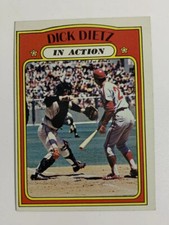 1972 Topps Dick Dietz # 296 Baseball Card San Francisco Giants SF In Action