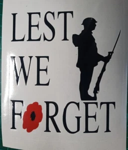 Damit wir den Gedenktag nicht vergessen Mohnblume Soldat Gedenkaufkleber - Bild 1 von 2