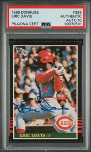 1985 Donruss #325 Eric Davis Signed Rookie Card Autograph RC PSA 10 Auto Reds - Picture 1 of 2