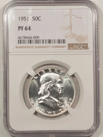1951 PROOF FRANKLIN HALF DOLLAR - NGC PF-64, WHITE Cover