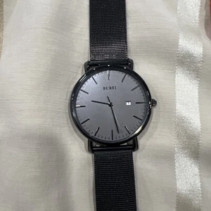 Burei date stainless steel mesh strap quartz men's watch Needs New Battery - Picture 1 of 6