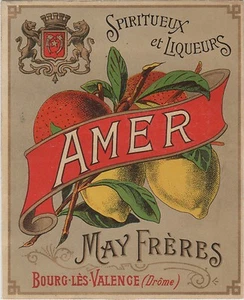 "AMER MAY FRERES BOURG-LES-VALENCE" Etiquette-chromo originale fin 1800 - Picture 1 of 1