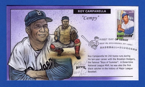 Scott 4080 Baseball Sluggers Roy Campanella Hand Painted Bevil FDC 200/225 Cover