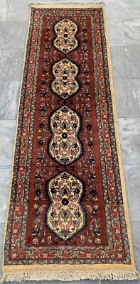 Vintage Afghan Rug Hand Knotted Stunning Wool Runner Rug 2x6 ft Free Ship - Image 1 of 4