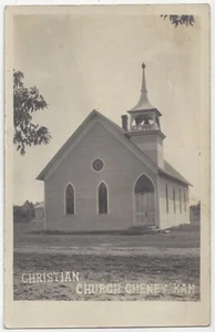 1910 Cheney, Kansas - FOTO REAL Iglesia Cristiana - Postal De Colección - Imagen 1 de 2
