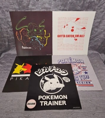 Camiseta Pokémon Exhibición Tarjeta Stock Arte Gamestop Publicidad Lote De 5 11x10.5 Foto 1 de 4
