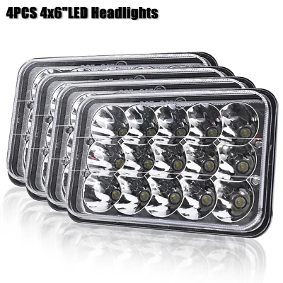 4pcs 4x6'' LED Headlights Hi/Lo For Chevrolet K1500 K2500 K3500 1988-1991 - Image 1 of 4
