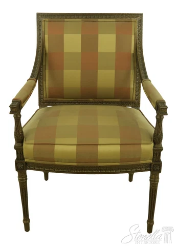 54419EC: French Louis XVI Style Crackle Finish Open Armchair Cover