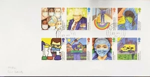 GB 2022 Commemorative Set of very fine used Pandemic Heroes stamps on envelope - Picture 1 of 3
