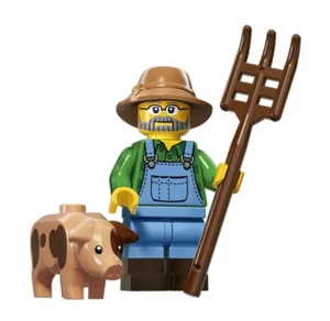 Lego Series 15 Farmer Minifigure & Pig with Brown Spots - Picture 1 of 1