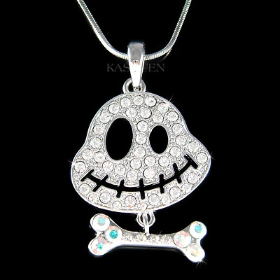 ~Jack Skellington~ O Lantern Bone made with Swarovski Crystal Halloween Necklace Foto 1 de 2