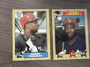 1987 Topps #450 y #611 All-Star Minnesota Twins, lote de tarjetas de béisbol Kirby Puckett - Imagen 1 de 2