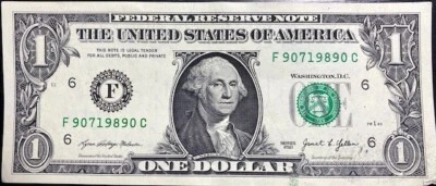 Birthday Note September 7th, 1989 (9/7/1989) One Dollar Bill F90719890C - Image 1 of 4