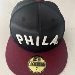 PHILADELPHIA PHILLIES PHILA HAT New Era BLACK SATIN SZ 7 Brand New NWT - Picture 1 of 7