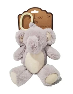 Kellytoy K Luxe Baby Pram Toy Stuffed 10" Plush Animal Gray Elephant Rattle - Picture 1 of 3