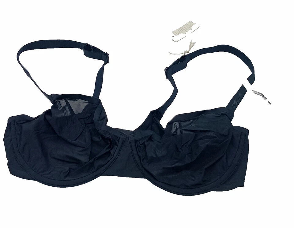 Smoothez By Aerie Bra Balconette 36D Sheer Mesh Unlined Underwire Black