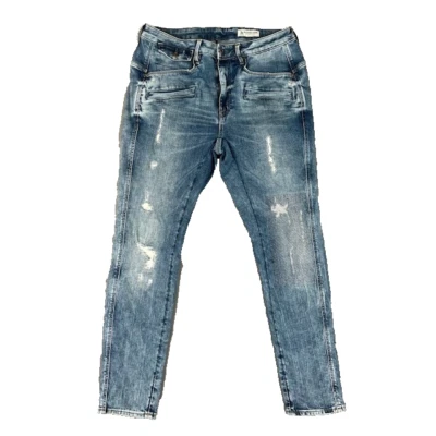 G-Star Jeans Womens 28x32 Blue Davin 3D Low Boyfriend Restored Distressed Biker - Image 1 of 4