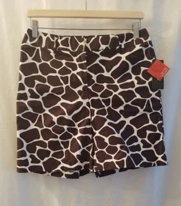 Style & Co Bermuda Shorts Women Sz 4 Brown White Giraffe Animal Print - Picture 1 of 9