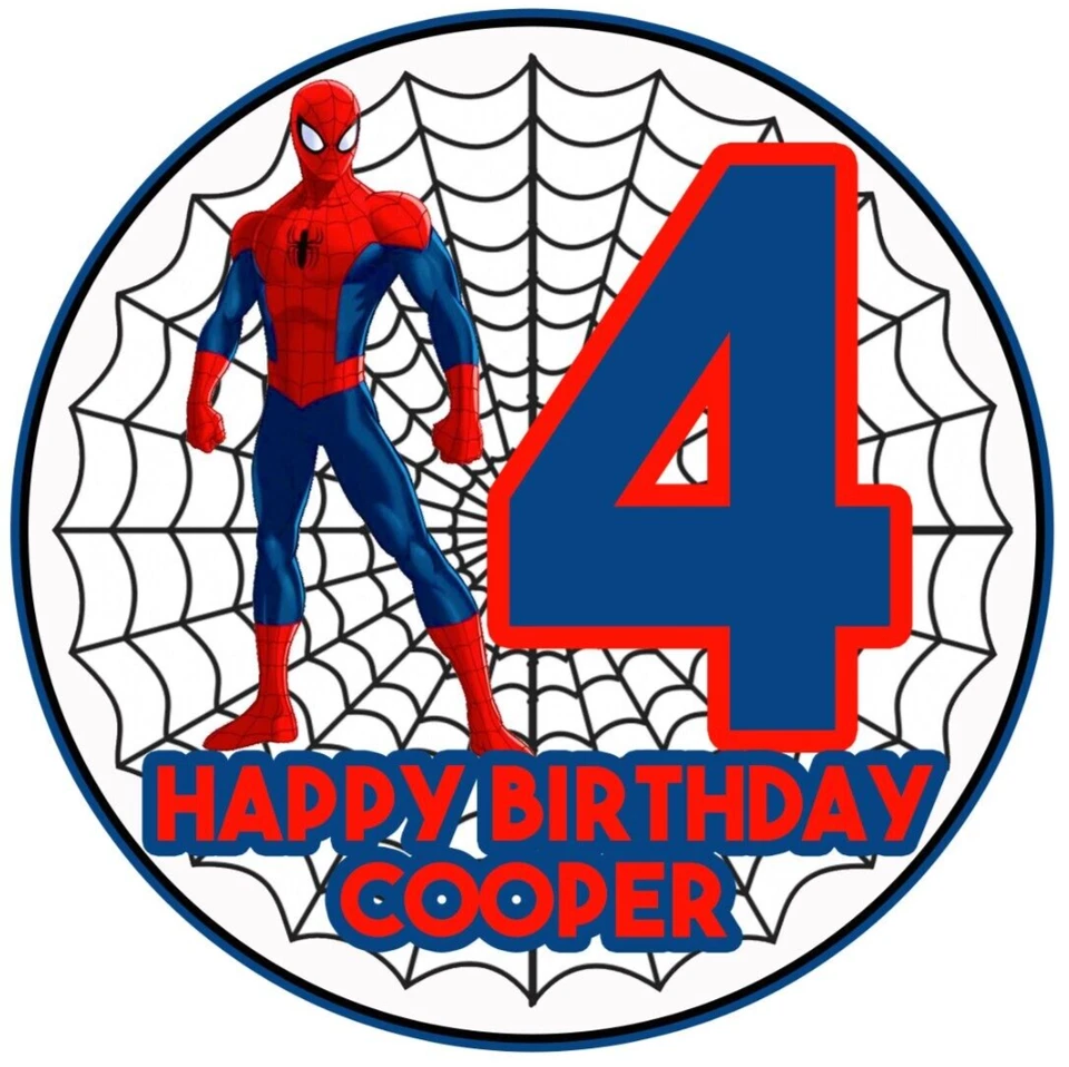 1 X 19cm SPIDER-MAN Edible Cake Topper Rice Wafer Paper PERSONALISED Superhero - image 1 of 1