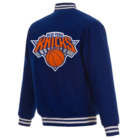 NBA New York Knicks JH Design Wool Reversible Jacket With  Patches Logo Cover