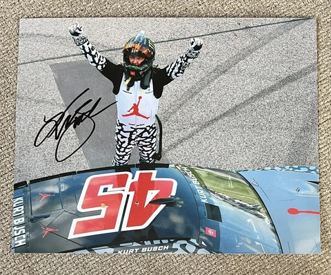 Kurt Busch Signed 8x10 Photo - Jordan Kansas Win Celebration NASCAR Auto COA Cover