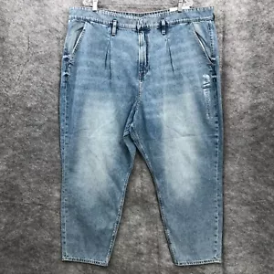 Jeans American Eagle donna 24 corti 37W vita alta mamma lavaggio medio denim blu - Foto 1 di 11